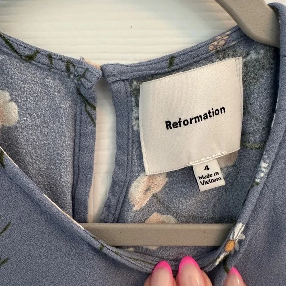 Reformation Blue Floral Frasier Midi Dress - Picture 7 of 10